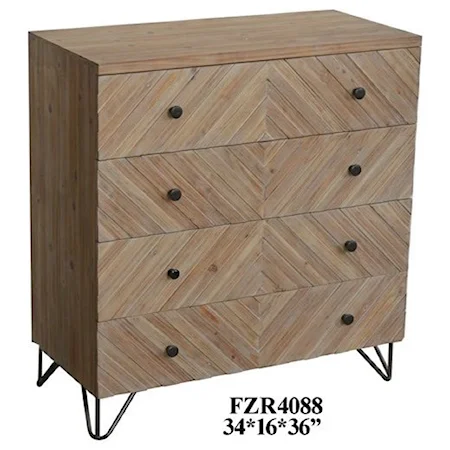La Salle 3 Drawer Raised Pattern Natural Wood Chest